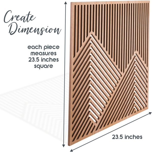 2 Pcs Wood Mountain Wall Art - Modern Wooden Panel Mountain Wall Decor, Decorative Forest Nature Abstract Line Minimalist Wall Art for Living Room Bedroom Farmhouse - Large 23.5”x23.5” - Image 3
