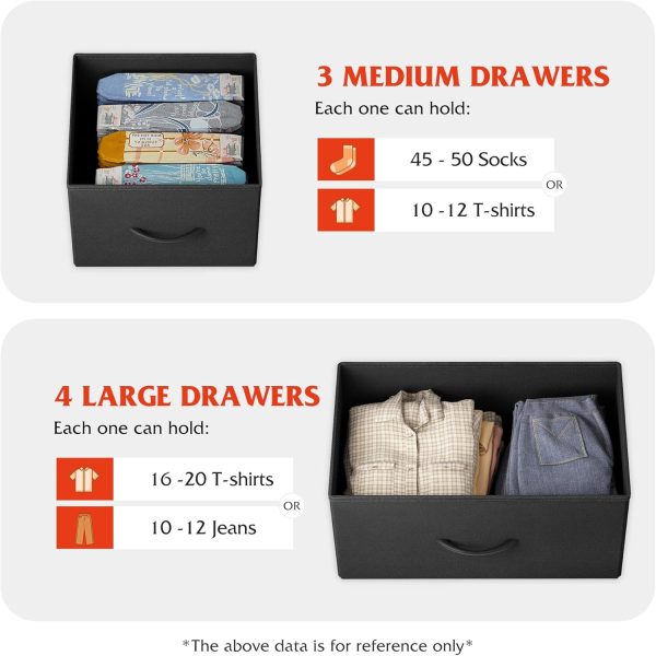 WLIVE Dresser TV Stand, Entertainment Center with Fabric Drawers, Media Console Table with Metal Frame and Wood Top for TV up to 45 inch, Chest of Drawers for Bedroom, Black and Rustic Brown - Image 5