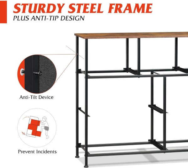 WLIVE Dresser TV Stand, Entertainment Center with Fabric Drawers, Media Console Table with Metal Frame and Wood Top for TV up to 45 inch, Chest of Drawers for Bedroom, Black and Rustic Brown - Image 6