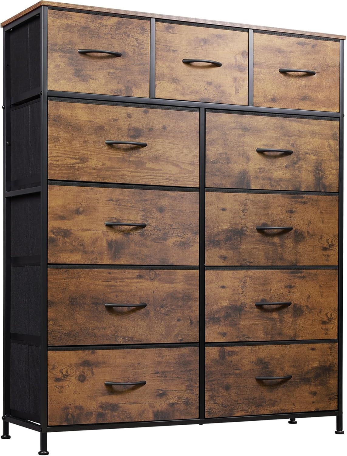 WLIVE Tall Dresser for Bedroom, Fabric Dresser Storage Tower, Dresser & Chest of Drawers Organizer Unit with 11 Drawers, Storage Cabinet, Hallway, Closets, Steel Frame, Wood Top