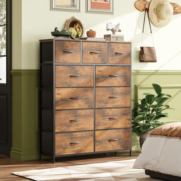 WLIVE Tall Dresser for Bedroom, Fabric Dresser Storage Tower, Dresser & Chest of Drawers Organizer Unit with 11 Drawers, Storage Cabinet, Hallway, Closets, Steel Frame, Wood Top - Image 2